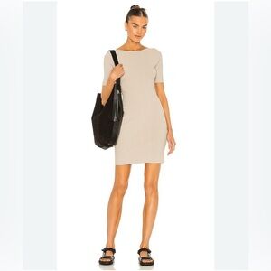 Revolve Weekend Stories Simon Mini Dress in Nude Medium Ribbed Knit